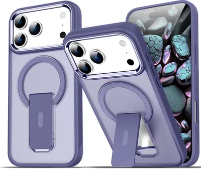 Produktbild von Magnet Ständer Hülle für iPhone 18 Pro Max, Kompatibel mit MagSafe, Matt Rückseite Stoßfeste Handyhülle Lila