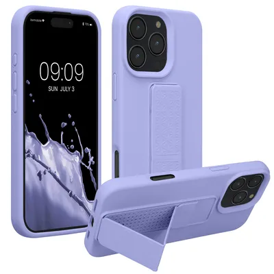 Produktbild von kwmobile Handyhülle für Apple iPhone 16 Pro Max Hülle - TPU Silikon Case mit Fingerhalter und Stand - Schutzhülle Cover in Lavendel