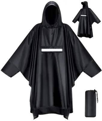 Produktbild von Omgoods – Wasserdichter Regenponcho mit Kapuze und Tasche – Leicht und atmungsaktiv