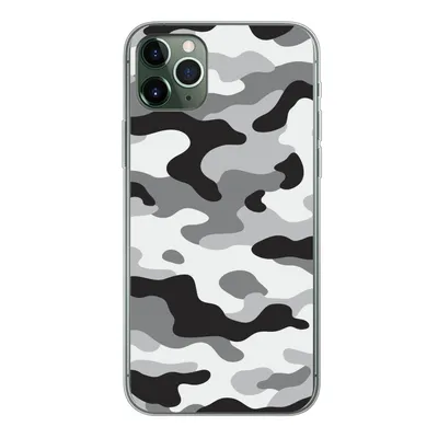 Produktbild von MuchoWow® Handyhülle Schutzhülle Hülle für iPhone 11 Pro Max Schwarz-weißes Camouflage-Muster Silikon Softcase Handy Hülle - Schutz