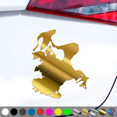 Produktbild von PantherPixel Insel Rügen Aufkleber Umriss Kontur Ostsee Sticker Auto Geschenkidee Farbe Chrom-Gold