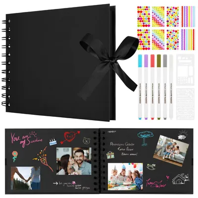Productafbeelding van DIY Fotoalbum met 30 Zwarte Pagina's, 21,5 x 15 cm, Scrapbook voor Herinneringen