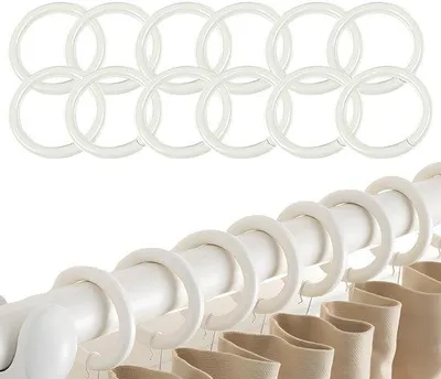 Obrázok produktu pre Uniqoos® Sada 120 kusov bielych plastových krúžkov na záves do sprchy, vnútorný priemer 4 cm – tvar O, ohybné a bezpečne sa uzatvárajúce, vhodné na závesy do sprchy a záclony