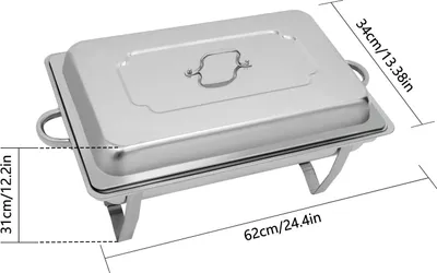 Image de Ensemble de buffet avec réchaud - Réchauffeur de plats rectangulaire - Pliable - Acier inoxydable - Restauration - 1 compartiment