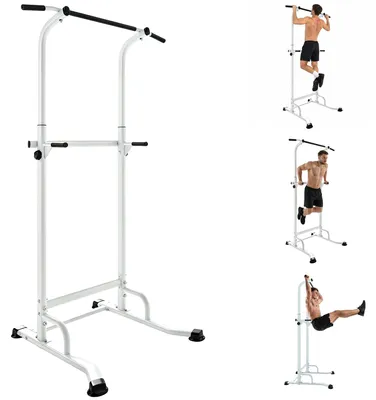 Immagine prodotto di SPORTNOW Stazione Fitness con Barre per Dip e Trazioni, Altezza Regolabile 176.5-227 cm e Capacitš€ 120 kg, Bianco