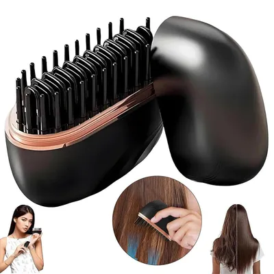 Produktbild von Kabellose Mini Glättebürste, Hair Straightener Brush,Tragbare Glättbürste,3 Temperaturstufen,2000mAh Akku, für Glatte Haare & Locken
