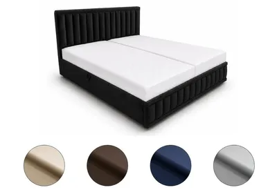 Produktbild von Ares Meble Boxspringbett GRAND 160x200 cm mit Kopfteil – Bett mit Bettkasten – Doppelbett – Samtbezug - Schwarz