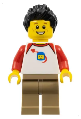 Image de LEGO Minifigurine - Haut "Classic Space" avec manches rouges, couleur beige foncé (référence bdp067)