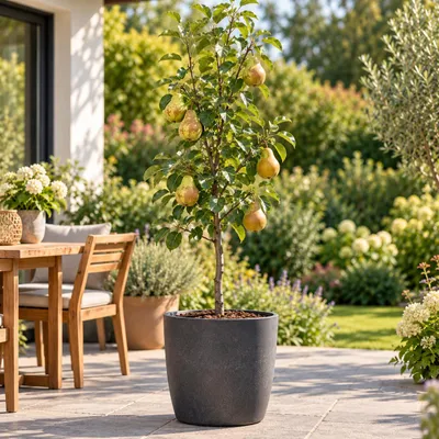 Produktbild von Birnbaum Gellerts Butterbirne / Beurré Hardy – winterharter Obstbaum, aromatische Herbstbirne für den Garten – 100–120 cm inkl. Topf