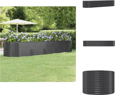 Image de vidaXL Lit surélevé Acier revêtu par poudre 396x100x68 cm Anthracite - Pots de fleurs & Jardinières