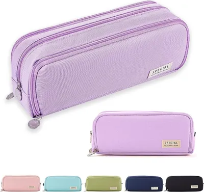 Produktbild von Federmäppchen Federtaschen Teenager Mädchen Mäppchen Etui Stifte 3 Fach, Große Kapazität Pencil Case für Schule & Büro, lila