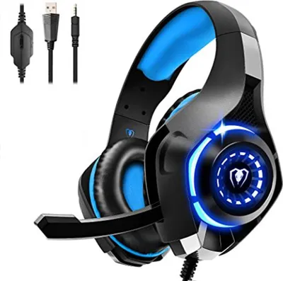 Produktbild von Headset, Gaming Headset für PS4 PS5 PC Xbox Series, Kopfbügel variabel verstellbar,3.5 mm Deep Bass Stereo Surround Sound PS4 Headset mit Noise Cancelling Mikrofon für Laptops, Tablets, Mac