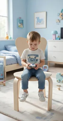 Produktbild von Stabiler Kinderstuhl aus Holz für Esszimmer und Kinderzimmer Design