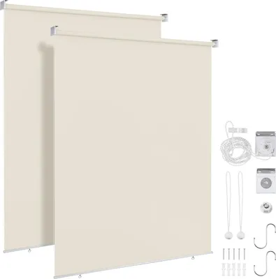 Image de Faziango 2 pièces Store vertical Beige 180 x 240 cm Store vertical pour terrasse Balcon Store latéral Protection visuelle Protection solaire Résistant aux UV