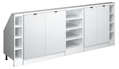 Produktbild von Küchenschrank für Dachschrägen Vicco R-Line Weiß Riffel 210 cm 5er Set, Model 60616