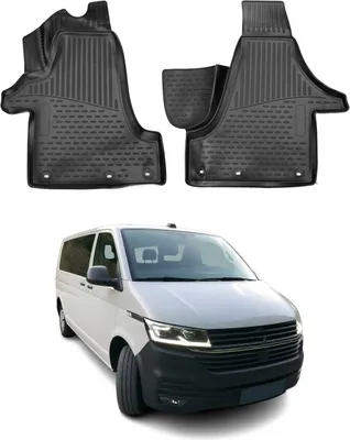 Image de 2015-2024 VW T6 T6 .1 Transporter Tapis de sol en caoutchouc noir 2 pcs