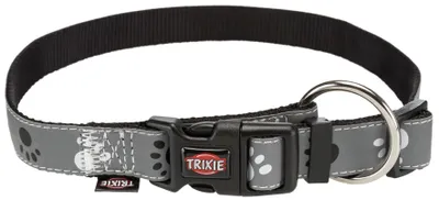 Produktbild von TRIXIE Silver Reflect Halsband – M–L, 35–55 cm/20 mm – schwarz/Silbergrau