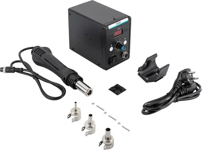 Produktbild von Lötstation SMD - 858D Heißluftlötstation - 700 W - 220 V - Mit Heißluftpistole - Temperaturspeicher - Überhitzungsschutz - Schwarz