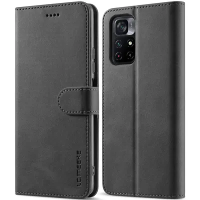 Obrázek produktu pro Pouzdro pro Xiaomi Poco M4 Pro 5G, kožené flipové pouzdro s magnetickým uzávěrem a stojánkem, ochranné pouzdro černé
