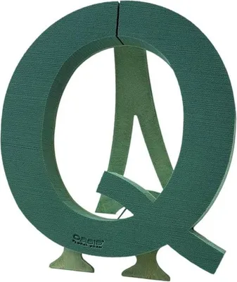 Produktbild von OASIS® Nass Steckschwamm Buchstabe Q Melba, Bioline Holzunterlage, Holzständer, grün, 40x37x5cm - Nasssteckschaum