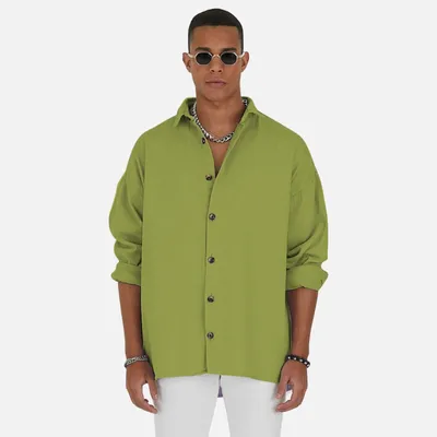 Produktbild von Jeanshemd Oversize Baumwolle Hemd 100% Baumwolle S Grün