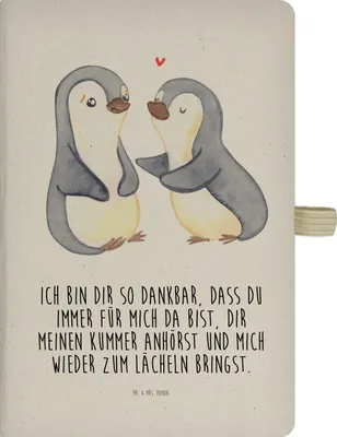 Produktbild von Mr. & Mrs. Panda Tagebuch Pinguine trösten - Transparent - Geschenk, Adressbuch, für Frauen, Journal, Skizzenbuch, Mitbringsel, Freundin, Jahrestag, notizbuch, Kladde