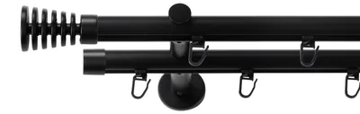 Produktbild von SN Deco Gardinenstange Innenlauf Gap, 19 mm, 2-läufig, Stahl, Komplett-Set mit Ringen, Profilträger, 360 cm, schwarz
