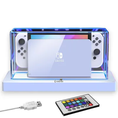 Produktbild von Schutzhülle Acryl Case mit LED Beleuchtung kompatibel mit Nintendo Switch / Switch OLED Modell Transparente Staubschutzhülle, Staubschutz und Zubehör