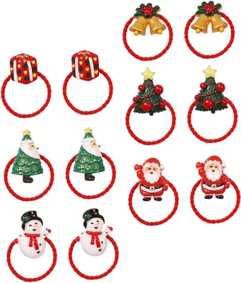 Produktbild von 12 Stück weihnachtliche Haargummis für Mädchen und Frauen – Haarringe und Haarbänder für Pferdeschwänze und Dutts
