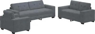 Zdjęcie produktu dla vidaXL Zestaw sof 3 szt. ciemnoszary 221 x 80 x 80 cm aksamit