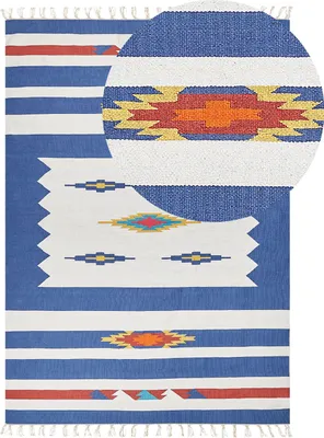 Produktbild von BELIANI Kelim-Teppich Mehrfarbig Baumwolle 200 x 300 cm mit Fransen Geometrischem Muster Handgewebt Zweiseitig Modern Boho Wohnzimmer Schlafzimmer
