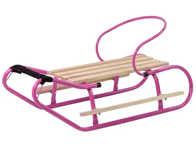 Obrázek produktu pro Kovové sáňky s opěradlem Popruh růžový