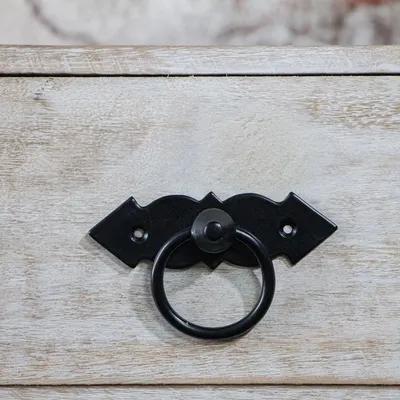 Produktbild von Schubladengriff, Schwarz, pulverbeschichtet, mit Ring, Möbelgriffe
