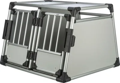 Produktbild von TRIXIE Doppel-Transportbox, Aluminium - hellgrau/silber - 93 × 64 × 83 cm