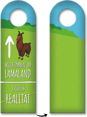 Produktbild von Willkommen im Lamaland Türhänger mit Lama Motiv Realität Alpaka Peru Lamafan