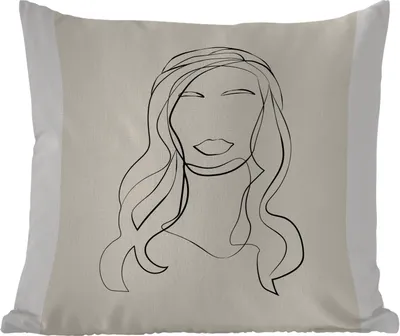 Produktbild von MuchoWow® Outdoor Kissen - Frauen - Zitate - Strichzeichnungen - Text - 60x60 cm - Wetterfest - Lounge Kissen - Dekoration - Schlaf Kissen
