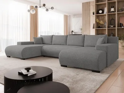 Obrázek produktu pro Moderní rozkládací sedačka do tvaru U SELAH - tmavá šedá