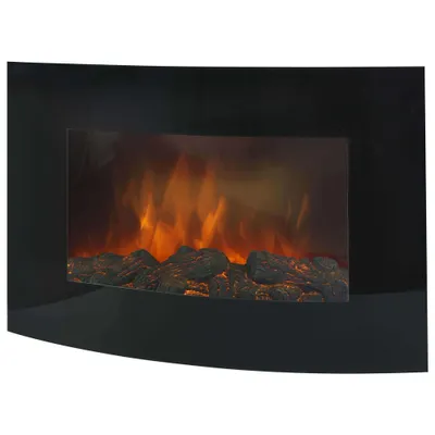 Produktbild von Euromac Valencia, Wandmontierbarer Kamin, Geschlossen, Elektro, Schwarz, Horizontal, Glas, Metall