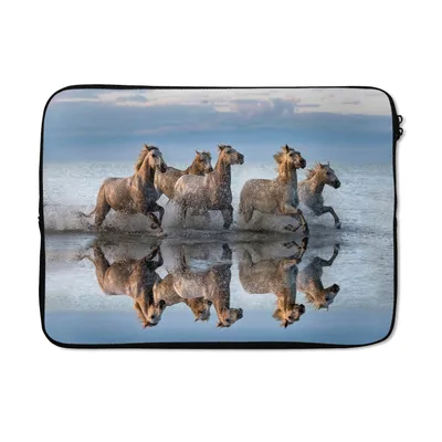 Produktbild von MuchoWow® Laptop Hülle 13 Zoll Pferde - Wasser - Weiß Laptoptasche - Laptophülle - Sleeve - Rundumschutz