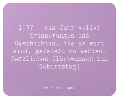 Produktbild von Mr. & Mrs. Panda Mousepad Spruch 1937 Geburtstag - Lavendeltraum - Geschenk, Jubiläum, Mauspad, Mouse Pad, pc mausunterlage, Meilensteine, Glückwünsche, mousematte, Alter