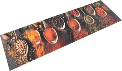 Produktbild von Küchenteppich Waschbar Löffel & Gewürze 45x150 cm Samt
