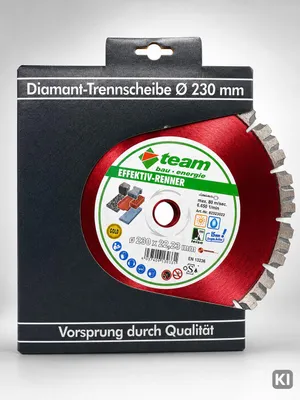 Produktbild von Diamant-Trennscheibe ⌀ 230 × 22,23 mm – Effektiv-Renner – 15 mm Segmenthöhe, KI-generiertes Bild