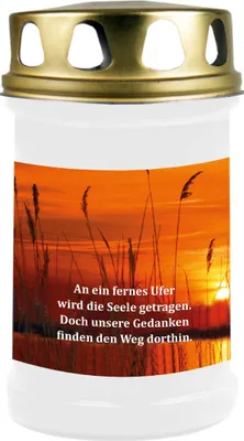 Produktbild von Grabkerze Weiß, Brenndauer: 48 Stunden, Motiv: Ufer