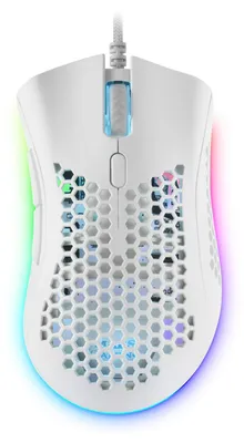 Productafbeelding van Witte RGB-muis met 32K DPI, lichtgewicht kabel, HUANO-schakelaars, ergonomisch ontwerp. MMEXW