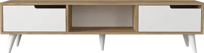 Produktbild von Fernsehschrank 'Kullila' mit 2 Türen 160 x 35 x 40 cm Eicheoptik/Weiß