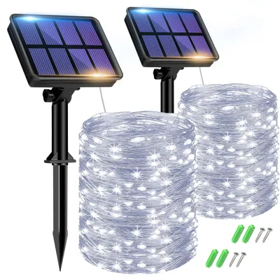 Solarlichterkette 150 LEDs kaltweiß für Außen