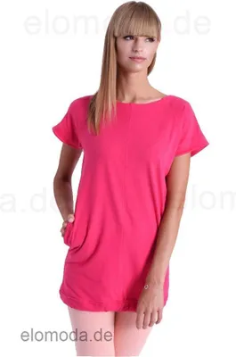 Produktbild von Damen Tunika in 6 Farben Longshirt Kurz-Arm; Pink/S/M 36/38