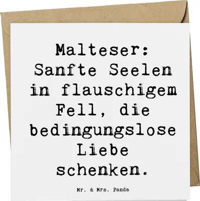 Produktbild von Mr. & Mrs. Panda Grußkarte Spruch Malteser Liebe - Weiß - Geschenk, Glückwunschkarte, Hunderassen Charakter, Kleine, Klappkarte, anlasskarte, doppelkarte, Hundeliebhaber