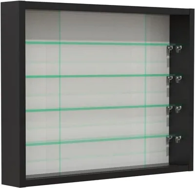 Image de Vitrine blanche avec portes en verre - Meuble de vitrine - Rangement - Noir