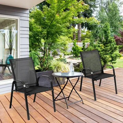 Immagine prodotto di Sedie da giardino - Sedie da giardino impilabili - Sedia da esterno - Sedia per terrazza - Sedia per balcone - Struttura in metallo